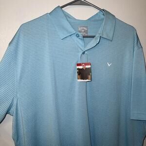 Callaway Golf‎ Polo Shirt Opti-Dri Striped Short Sleeve Blue X Large D7-12